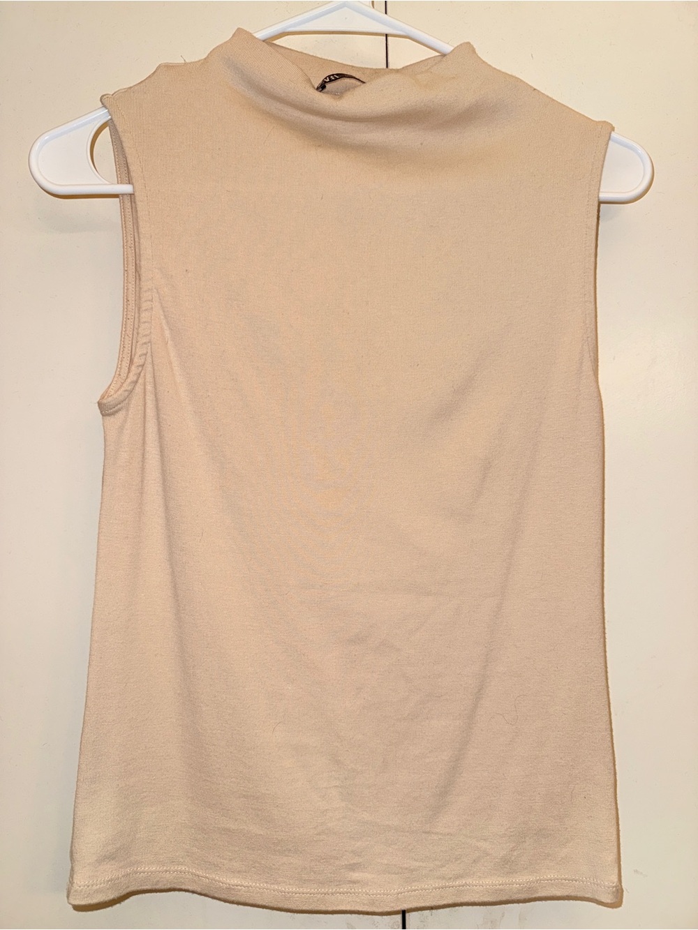 Zara Soft Cream Sleeveless Mock Neck Tank